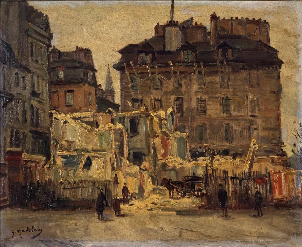 Demolition De La Rue De Lhotel De Ville Angle De La Rue Des Nonnains Dhyeres Wall Art by Gustave Madelain - High-Resolution Digital Print