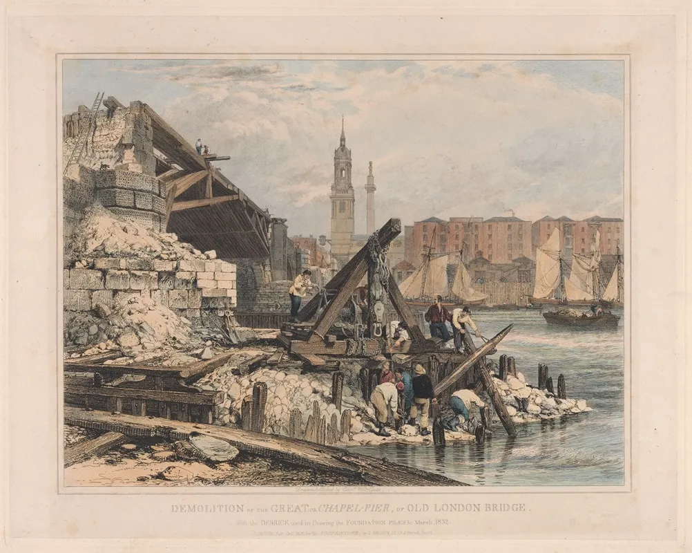 Demolition Of The Great Or Chapel Pier Of Old London Bridge