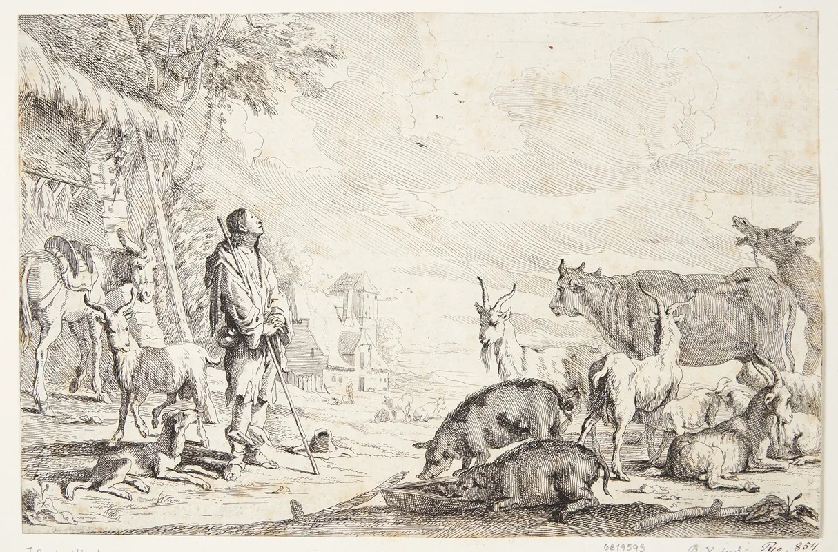 Den Fortabte Son Som Svinehyrde Wall Art by Jan Baptist de Wael - High-Resolution Digital Print
