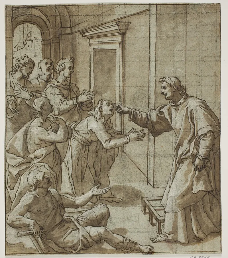 Den Hellige Laurentius Helbreder De Blinde Wall Art by Giovanni Battista Pozzi - High-Resolution Digital Print