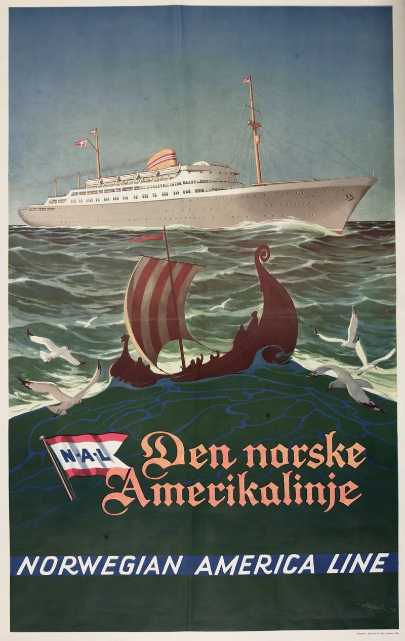 Den Norske Amerikalinje Norwegian America Line Wall Art by Karl Dahl - High-Resolution Digital Print
