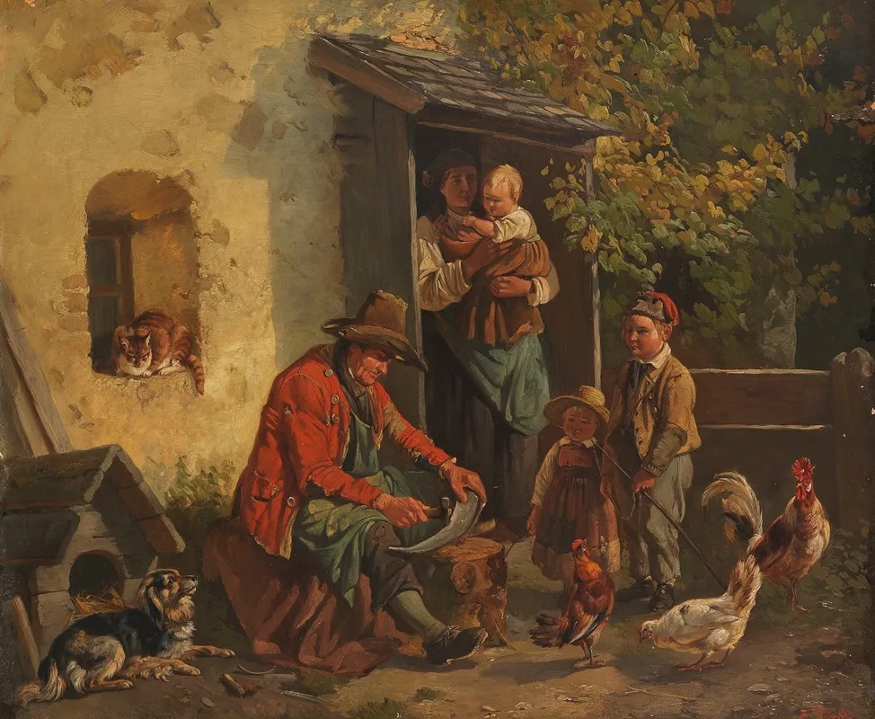 Dengelnder Bauer Wall Art by Friedrich Voltz - High-Resolution Digital Print