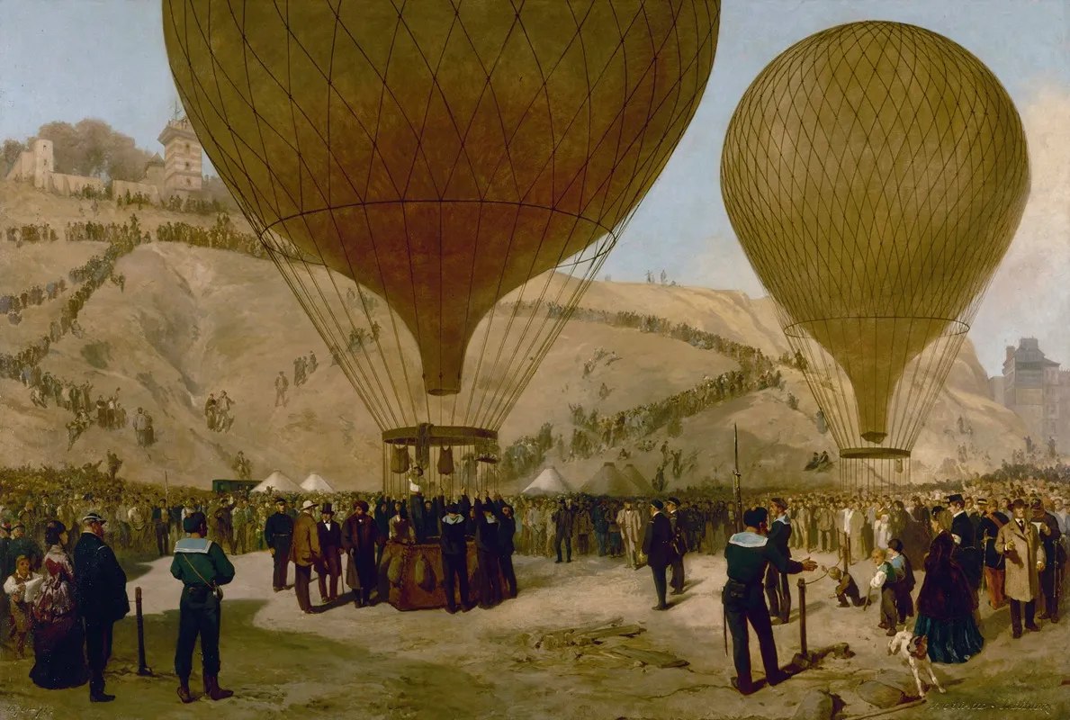 Depart De Leon Gambetta Pour Tours Sur Le Ballon Larmand Barbes Le 7 Octobre 1870 A Montmartre Wall Art by Jules Didier - High-Resolution Digital Print