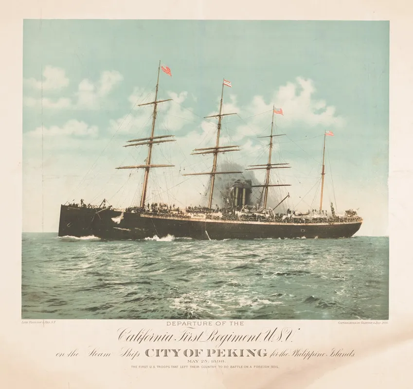 Departure Of The California First Regiment U S V On The Steam Ship City Of Peking For The Philippines Island 2 Wall Art by Britton &amp; Rey - High-Resolution Digital Print