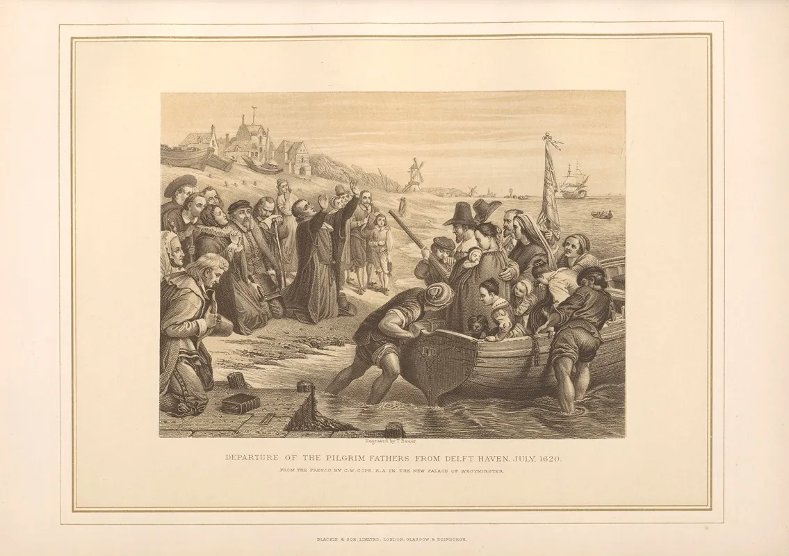 Departure Of The Pilgrim Fathers From Delft Haven C W Cope Wall Art by Thomas Archer - High-Resolution Digital Print