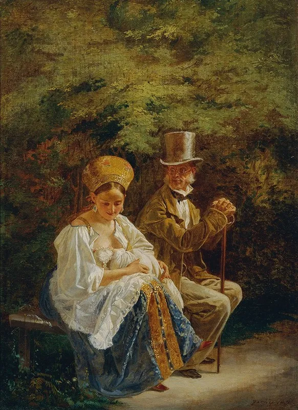 Der Alte Hagestolz Der Alte Junggeselle Wall Art by Mihály Zichy - High-Resolution Digital Print