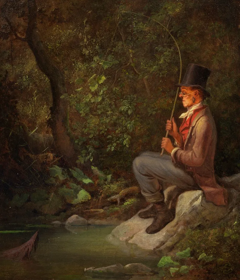Der Angler Am Waldbach Wall Art by Carl Spitzweg - High-Resolution Digital Print