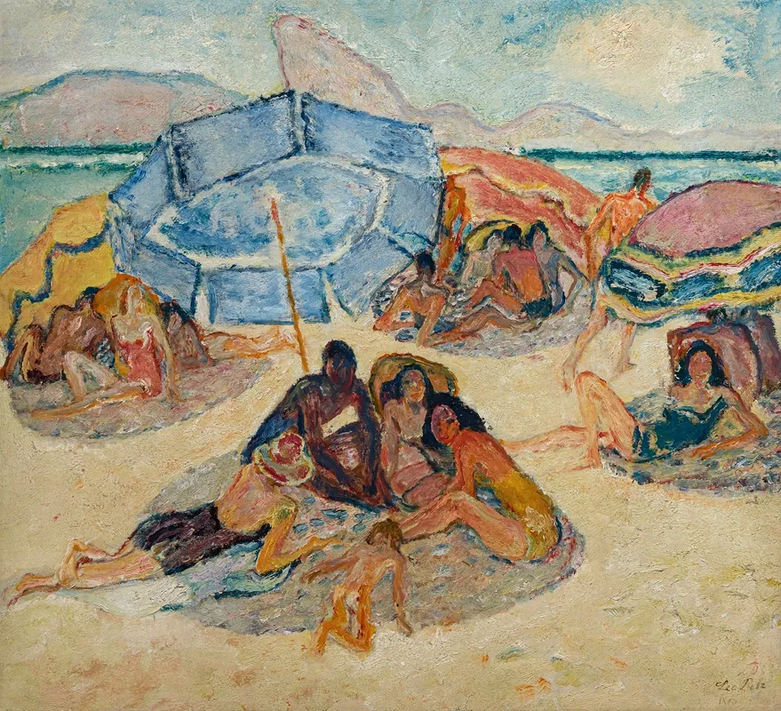 Der Blaue Schirm Vor Dem Zuckerhut Wall Art by Leo Putz - High-Resolution Digital Print