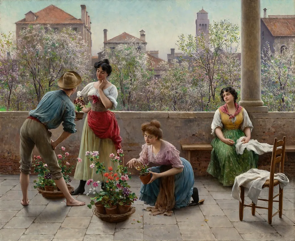Der Blumenverkaufer Wall Art by Eugene Von Blaas - High-Resolution Digital Print