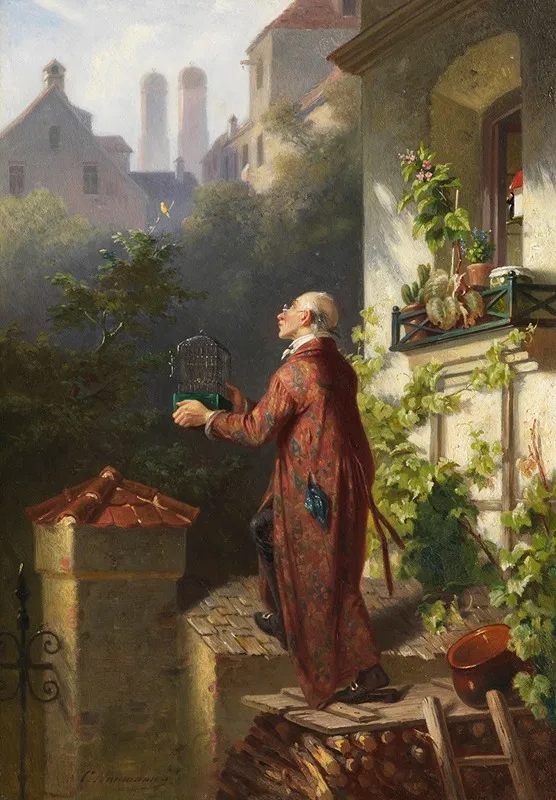 Der Entflogene Kanarienvogel Wall Art by Karl Georg Naumann - High-Resolution Digital Print