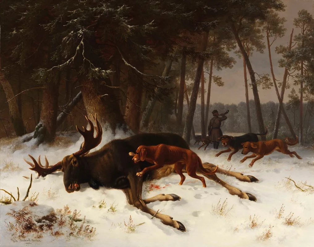 Der Erlegte Elch Wall Art by Wilhelm Reinhardt - High-Resolution Digital Print
