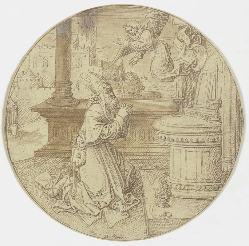 Der Erzengel Gabriel Erscheint Dem Zacharias Wahrend Seines Priesterdienstes Im Tempel Zu Jerusalem Wall Art by David Joris - High-Resolution Digital Print