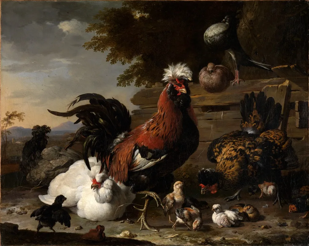 Der Friede Im Huhnerhof Wall Art by Melchior d'Hondecoeter - High-Resolution Digital Print
