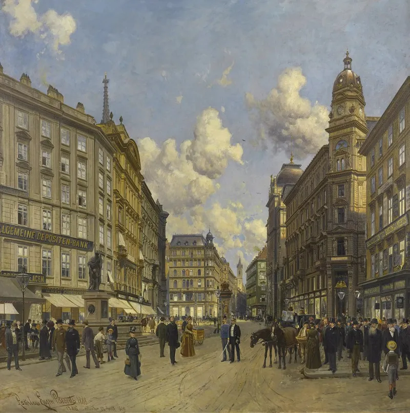 Der Graben Im Jahr 1888 In Richtung Stock Im Eisen Wall Art by Ladislaus Eugen Petrovits - High-Resolution Digital Print