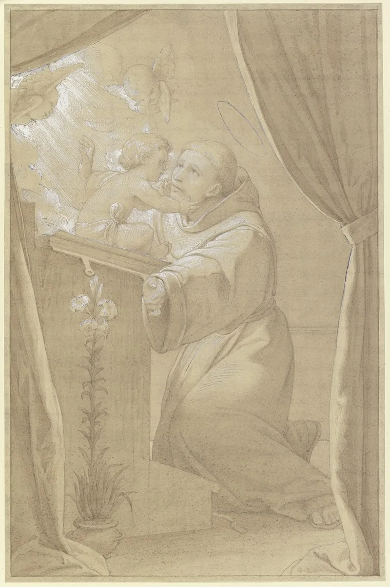 Der Heilige Antonius Von Padua Dem Das Jesuskind Im Gebet Erscheint