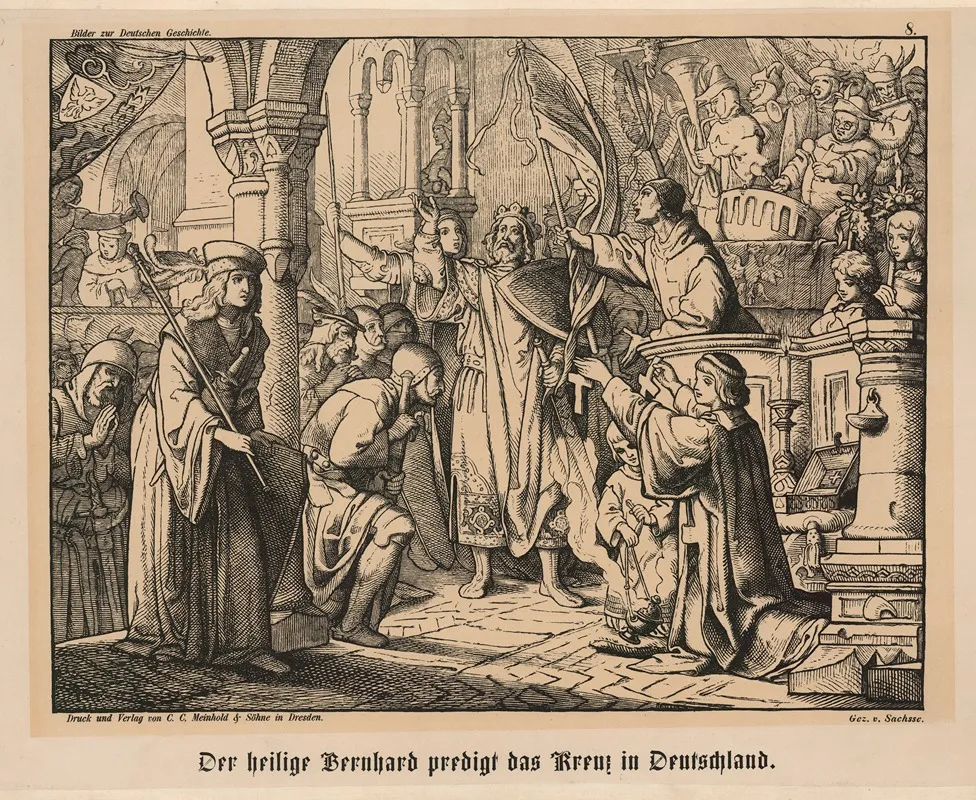 Der Heilige Bernhard Predigt Das Kreuz In Deutschland Wall Art by Emil Eugen Sachse - High-Resolution Digital Print