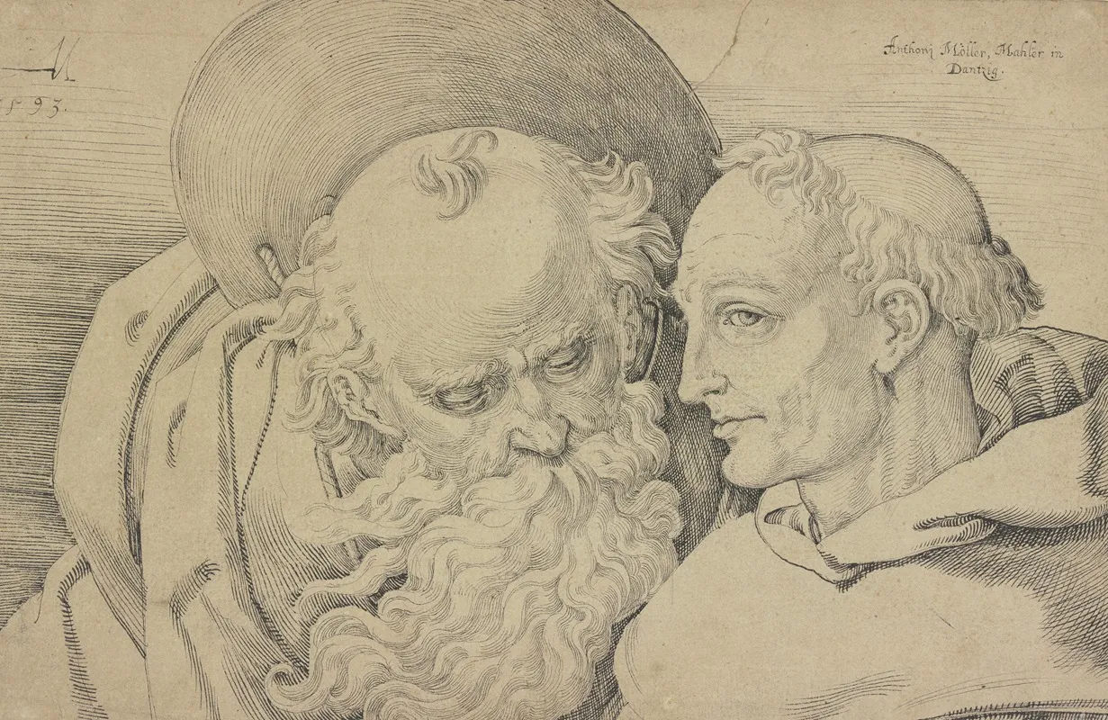 Der Heilige Hieronymus Und Ein Monch Wall Art by Anton Möller - High-Resolution Digital Print