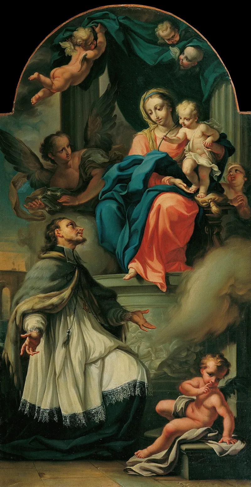Der Heilige Johannes Von Nepomuk Empfangt Von Maria Den Sternenkranz Wall Art by Christoph Unterberger - High-Resolution Digital Print