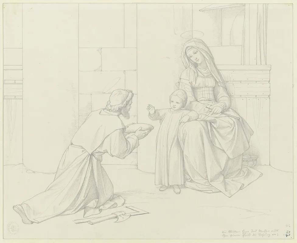 Der Heilige Jospeh Bringt Maria Und Dem Jesuskind Das Brot Wall Art by Eduard von Steinle - High-Resolution Digital Print