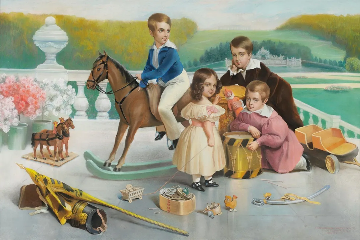 Der Junge Kaiser Franz Joseph Und Seine Geschwister Wall Art by Charles Scolik - High-Resolution Digital Print