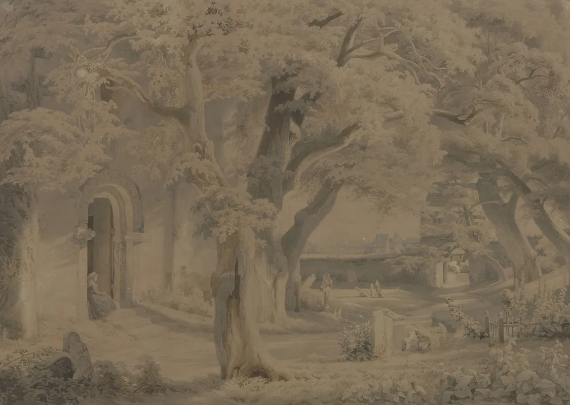 Der Kirchhof In Grosen Linden Wall Art by Christian Heerdt - High-Resolution Digital Print