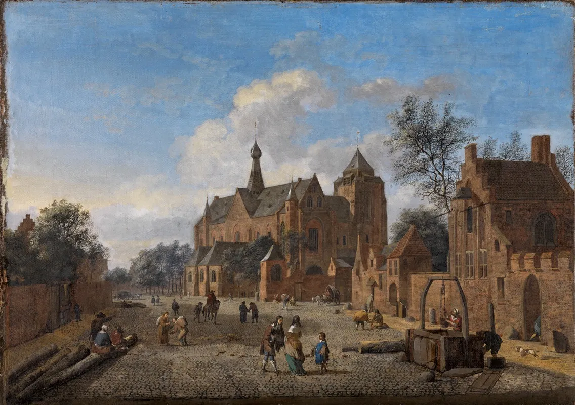 Der Kirchplatz Von Veere In Zeeland