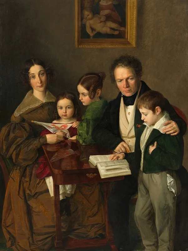 Der Komponist Johann Baptist Gansbacher 1778 1844 Und Seine Familie Wall Art by Franz Anton Stecher - High-Resolution Digital Print