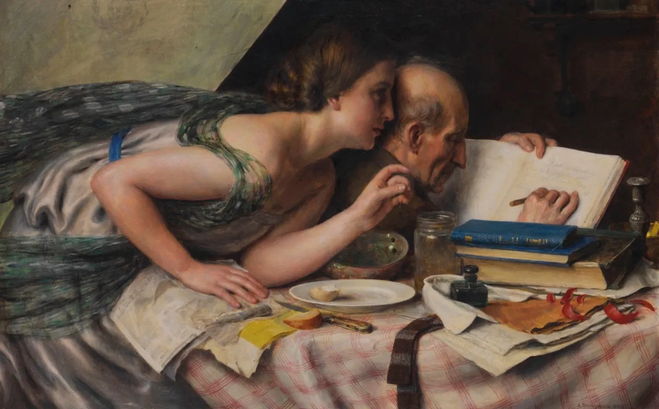 Der Poet Und Seine Muse Wall Art by Alfred Schwarzschild - High-Resolution Digital Print