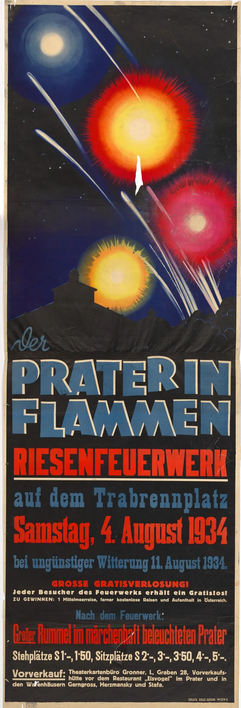 Der Prater In Flammen Riesenfeuerwerk Wall Art by Paul Gerin - High-Resolution Digital Print