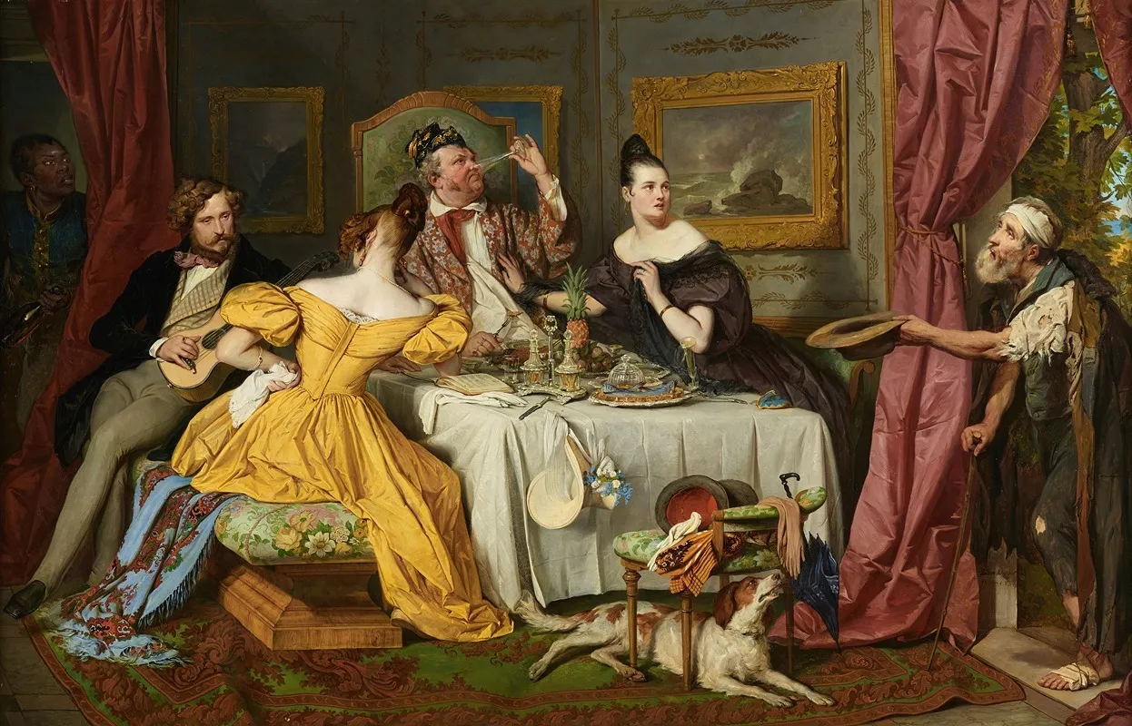 Der Reiche Prasser Wall Art by Josef Danhauser - High-Resolution Digital Print