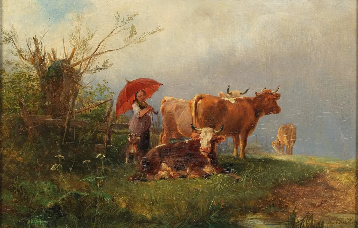 Der Rote Schirm Wall Art by Anton Braith - High-Resolution Digital Print