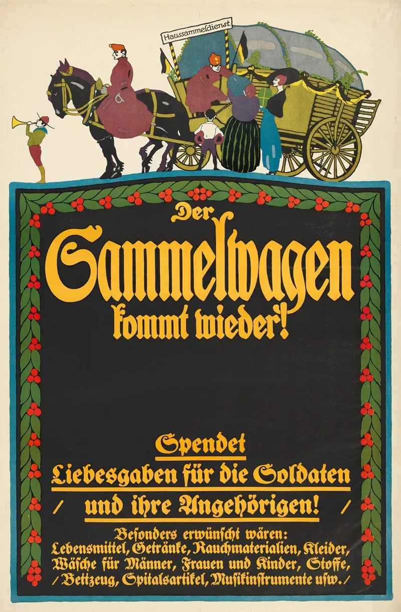 Der Sammelwagen Kommt Wieder Spendet Liebesgaben Fur Die Soldaten Und Ihre Angehorigen Wall Art by Paul Gerin - High-Resolution Digital Print