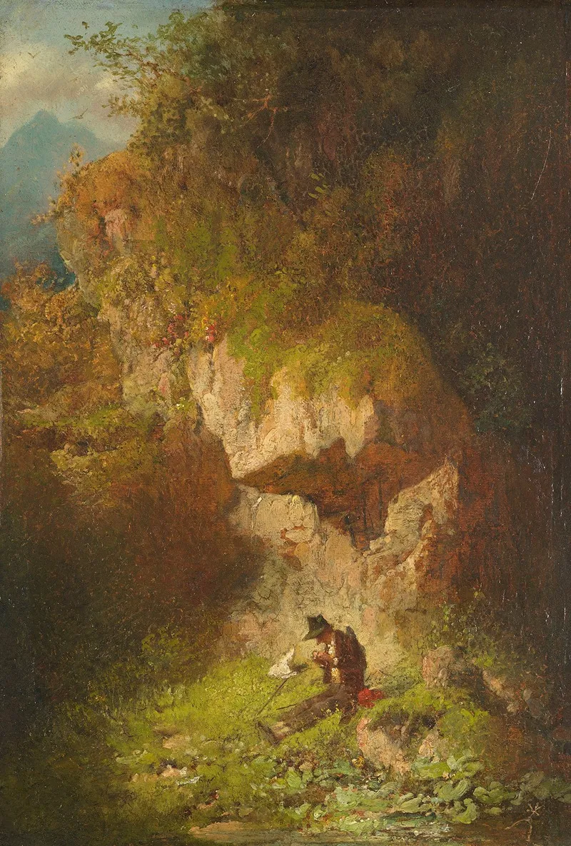 Der Schmetterlingsjager Im Gebirge Wall Art by Philipp Sporrer - High-Resolution Digital Print