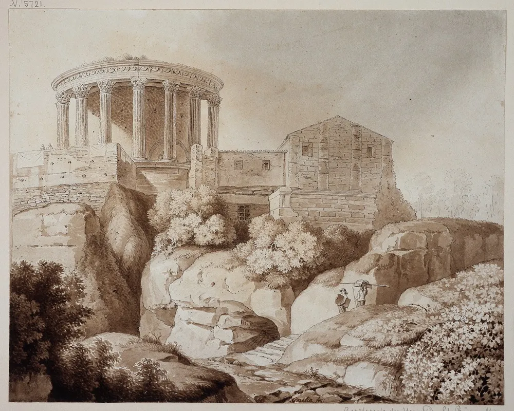 Der Sogenannte Sibyllentempel Zu Tivoli Wall Art by Friedrich Wilhelm Gmelin - High-Resolution Digital Print