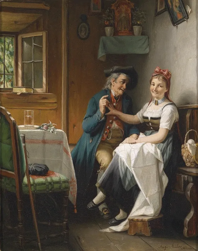 Der Verehrer Wall Art by August Müller - High-Resolution Digital Print