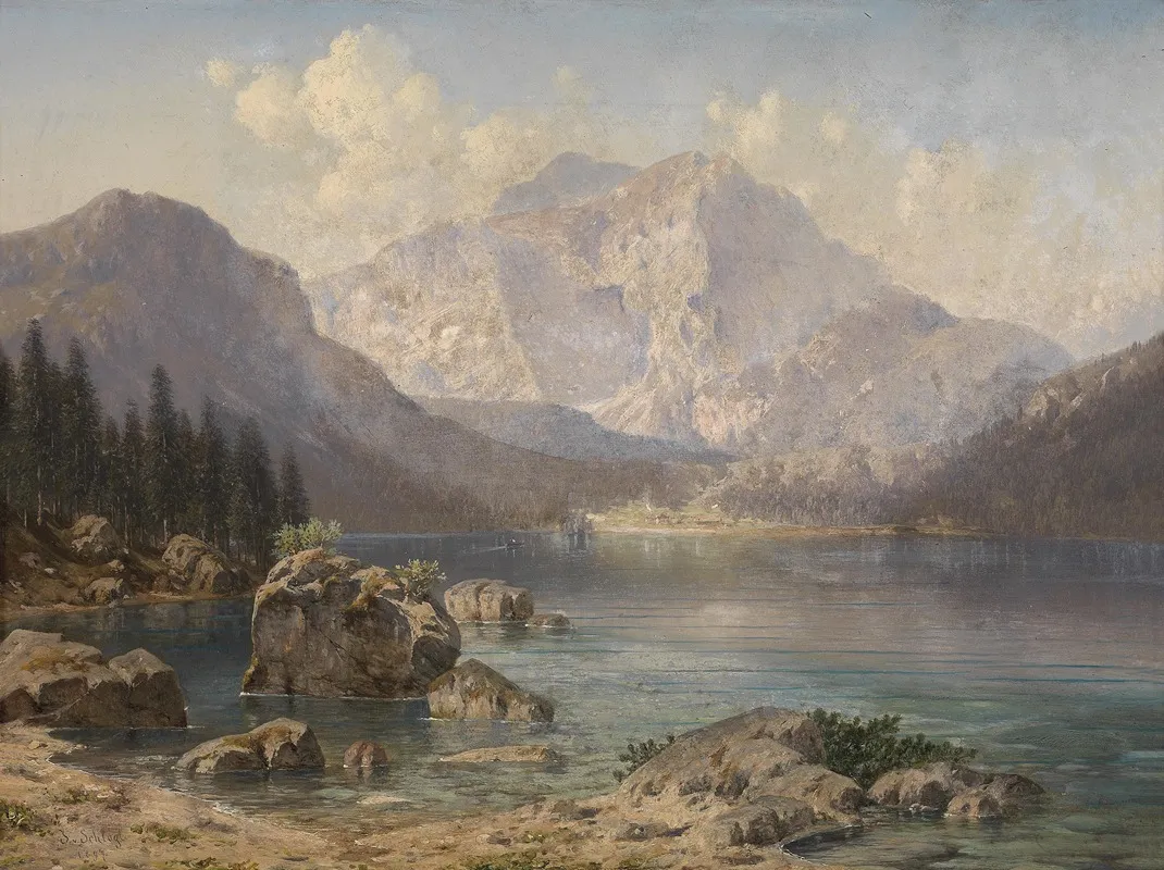 Der Vordere Langbath See Mit Dem Kaiserlichen Jagdhause Wall Art by Josef von Schlögl - High-Resolution Digital Print