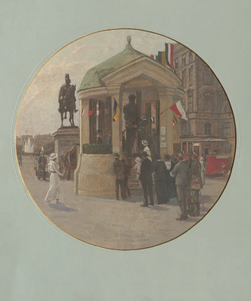 Der Wehrmann In Eisen Auf Dem Schwarzenbergplatz Wall Art by Robert Ludwig Richter - High-Resolution Digital Print