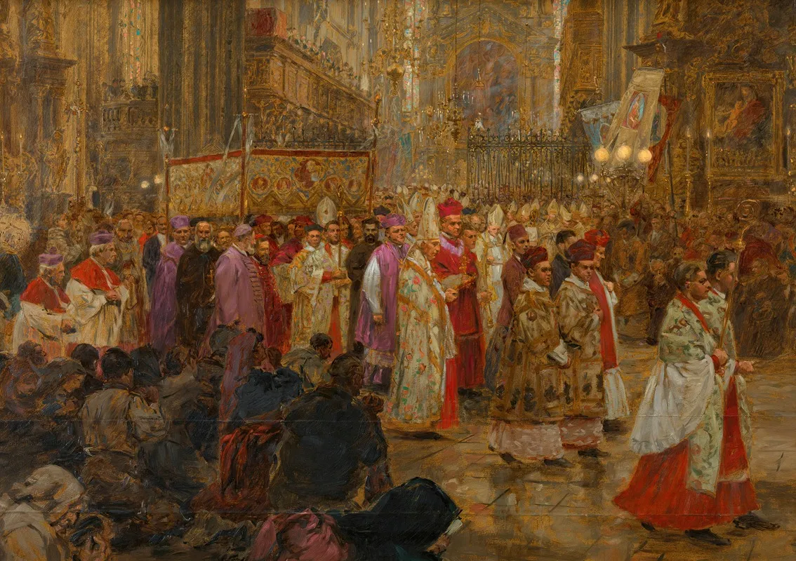 Der Xxiii Internationale Eucharistische Kongress In Wien Umzug Im Stephansdom Wall Art by Wilhelm Gause - High-Resolution Digital Print