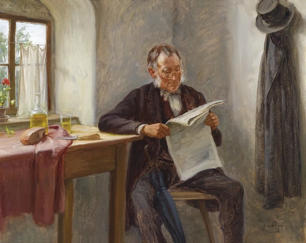 Der Zeitungsleser 2 Wall Art by Carl Zewy - High-Resolution Digital Print