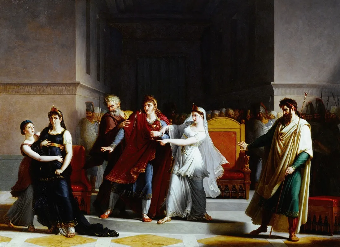 Derniere Scene De La Tragedie Rodogune Au Theatre Francais Wall Art by Jacques Augustin Pajou - High-Resolution Digital Print