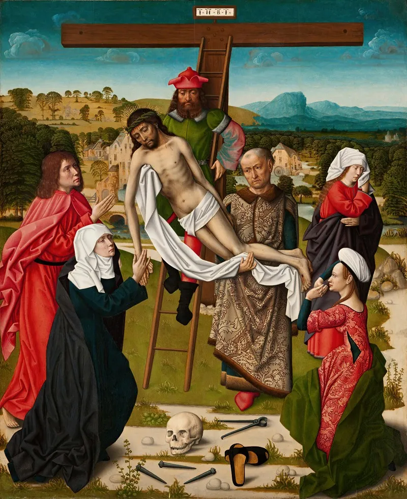 Descent From The Cross 3 Wall Art by Master of the Embroidered Foliage - High-Resolution Digital Print