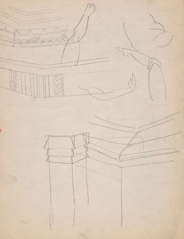 Design Drawings For Miscellaneous Interiors Some Possibly Related To The Hotel St George New York Ny Sketch For Miscellaneous Interior 5 Wall Art by Winold Reiss - High-Resolution Digital Print