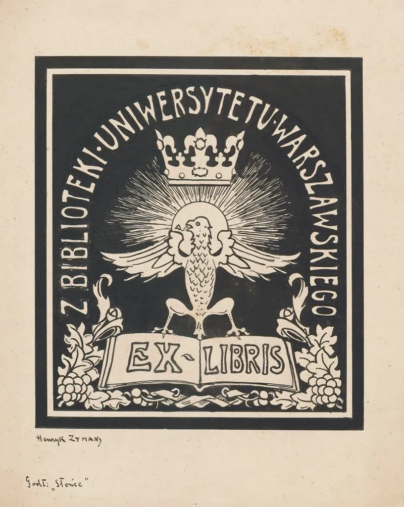 Design For A Bookplate Of The University Of Warsaw Library 12 Wall Art by Henryk Zyman - High-Resolution Digital Print