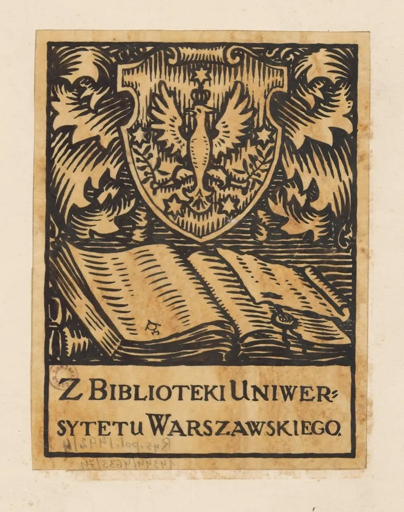 Design For A Bookplate Of The University Of Warsaw Library 13 Wall Art by Jan Ogórkiewicz - High-Resolution Digital Print