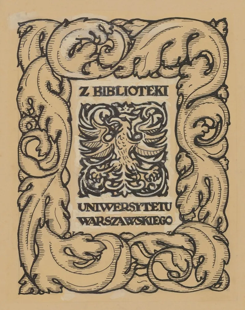 Design For A Bookplate Of The University Of Warsaw Library 14 Wall Art by Józef Tom - High-Resolution Digital Print
