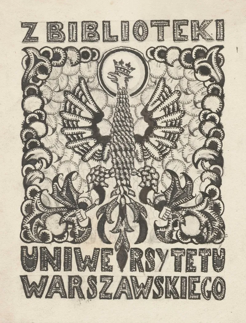 Design For A Bookplate Of The University Of Warsaw Library 16 Wall Art by Maria Wertensteinówna - High-Resolution Digital Print
