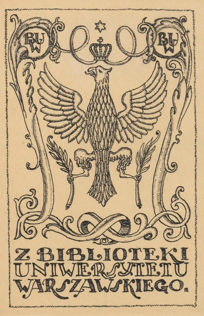 Design For A Bookplate Of The University Of Warsaw Library 3 Wall Art by Alfred Dickstein - High-Resolution Digital Print