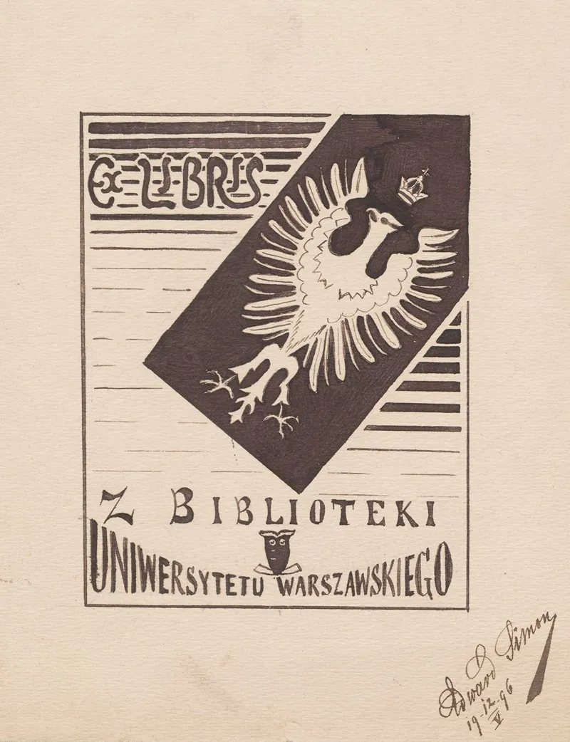 Design For A Bookplate Of The University Of Warsaw Library 8 Wall Art by Edward Simon - High-Resolution Digital Print