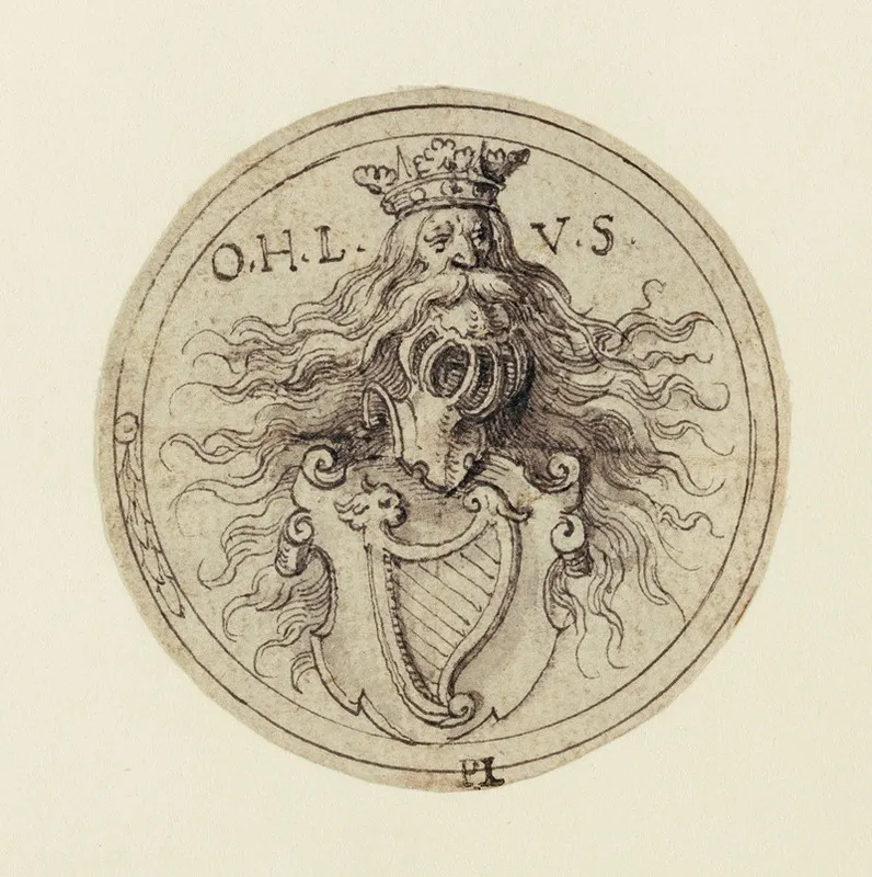 Design For A Bookplate Or A Glass Etching Wall Art by Virgil Solis - High-Resolution Digital Print