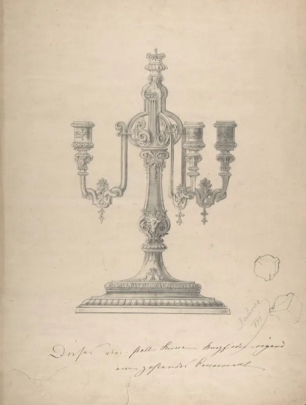 Design For A Candelabra Wall Art by Heinrich Jauner - High-Resolution Digital Print
